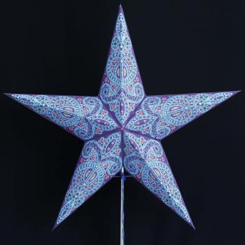 Dunhill Blau  - Faltbarer Leuchtstern, Weihnachtsstern aus Papier mit 5 Zacken, 60 cm